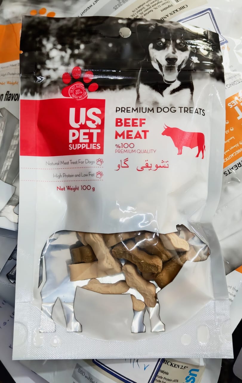 تشیقی سگ دنتال استخوان گوشت و شیر 100گرمی us pet