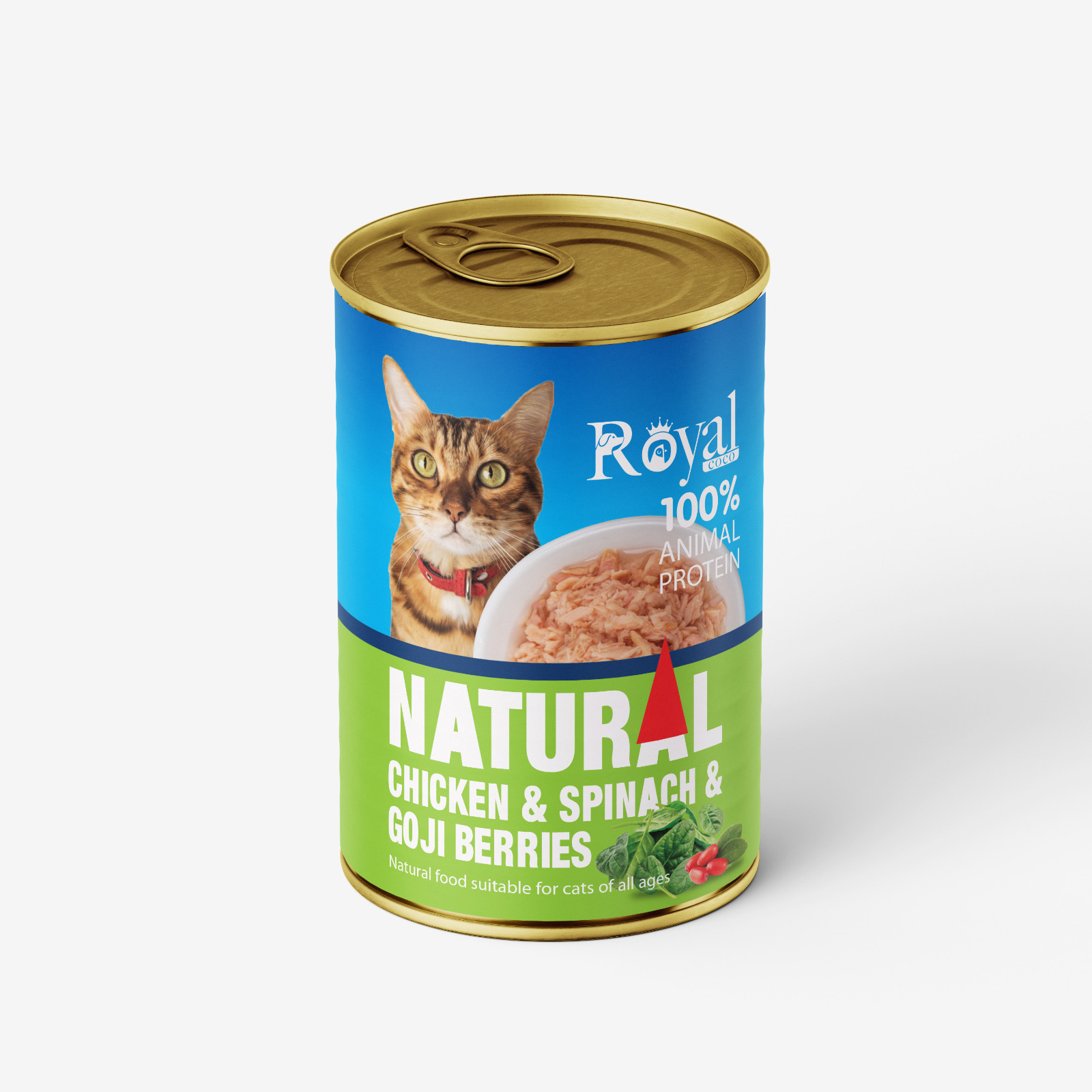 کنسرو نچرال گربه با طعم مرغ و اسفناج و گوجی بری