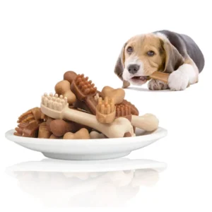 تشویقی سگ دنتال طرح مسواک 15گرمی گوشت و شیر بسته بندی 100گرمی us pet
