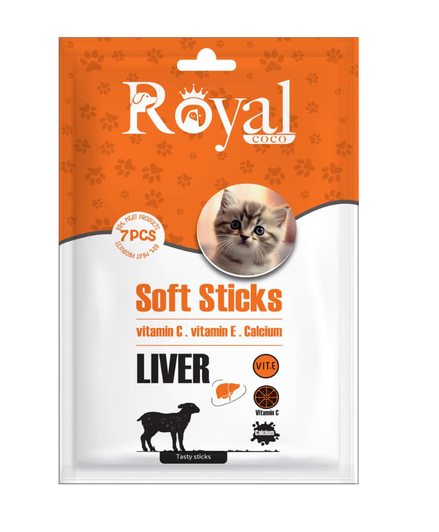 تشويقي مدادي نرم مخصوص گربه 7 عددي طعم جگر Royal coco