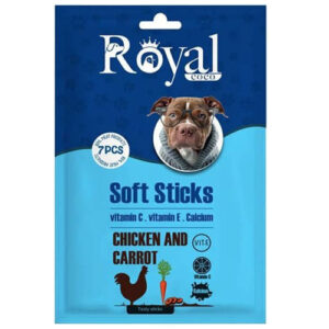 تشويقي مدادي نرم مخصوص سگ 7 عددي طعم مرغ و هويج Royal coco