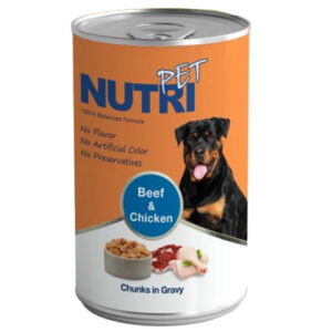 کنسرو  گوشت و مرغ 425 گرمی نوتری مخصوص سگ