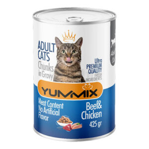 کنسرو چانک مرغ و گوشت مخصوص گربه  یامیکس 425 گرمی